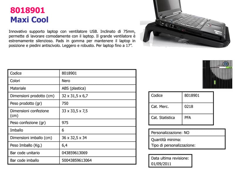 Supporto FELLOWES laptop Maxi Cool abs nero 8018901
