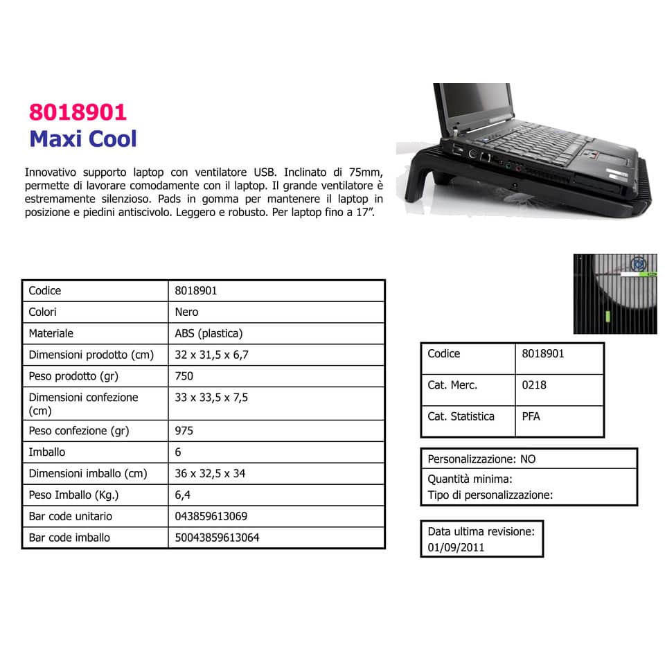 Supporto FELLOWES laptop Maxi Cool abs nero 8018901