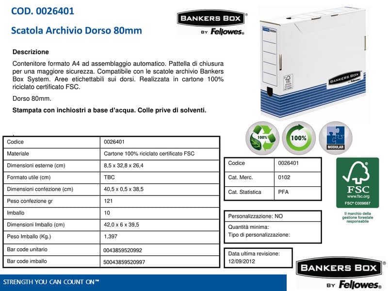 Scatole archivio BANKERS BOX Box System A4 32,7x26,5 cm dorso 8 cm 0026401