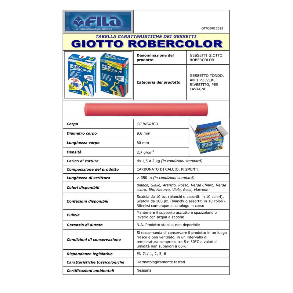 Gessetti GIOTTO Robercolor assortiti  astuccio da 100 - 539000