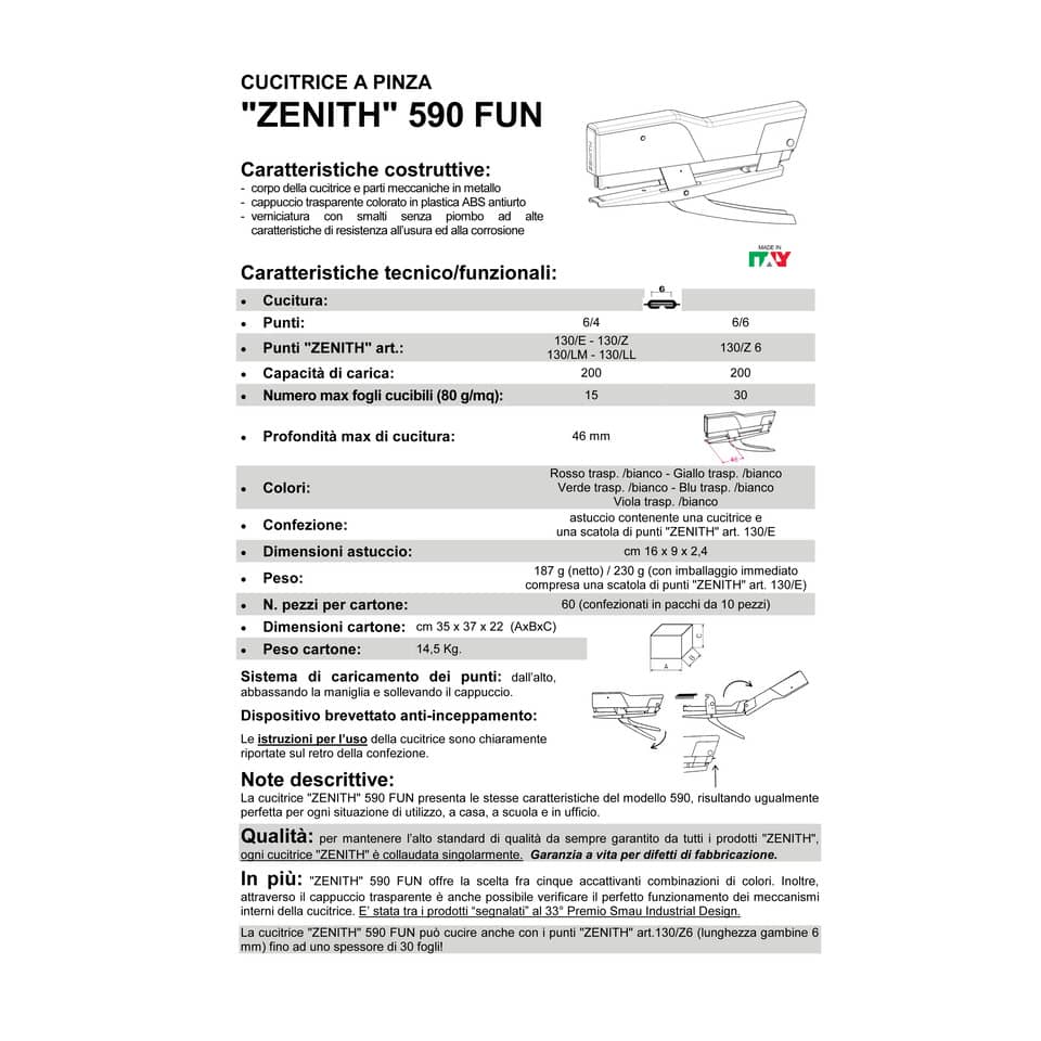 Cucitrice a pinza ZENITH 590 Fun Viola Trasparente/Bianco 0205901878