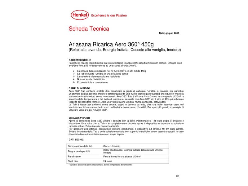 Profumatori e mangiaumidità Ariasana Aero 360° ricarica tab inodore 450 g. bianco - 1680991