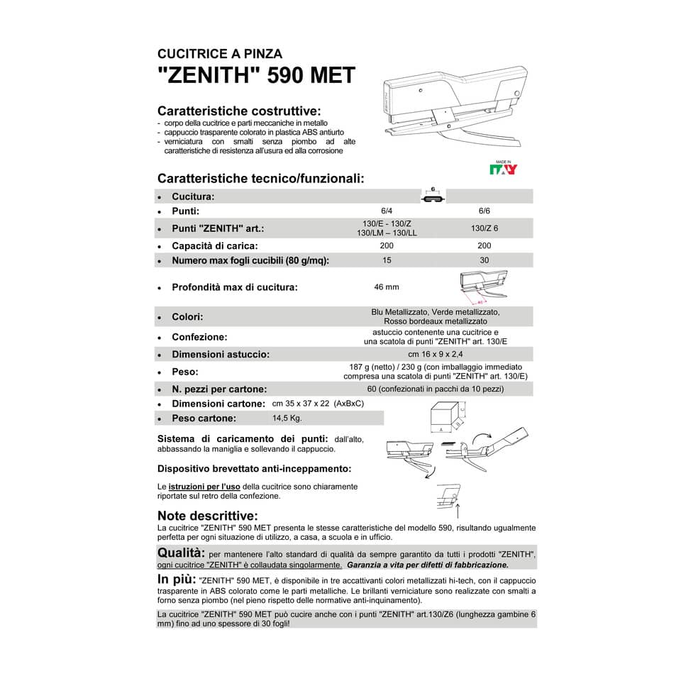 Cucitrice a pinza ZENITH 590 Met Verde Metallizzato 0205901249