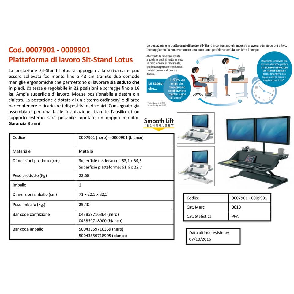 Postazione di lavoro Fellowes Lotus™ Sit-Stand Fellowes - doppio bianco 0009901