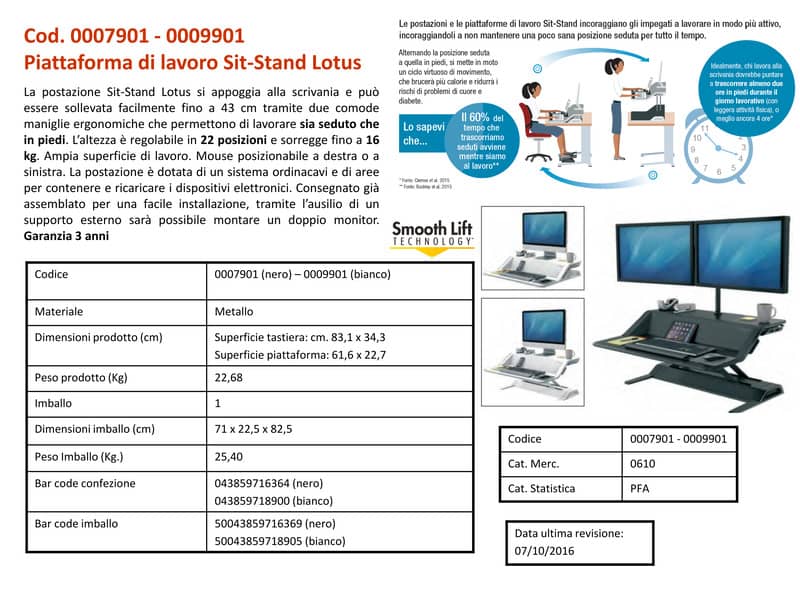 Postazione di lavoro Fellowes Lotus™ Sit-Stand Fellowes - doppio bianco 0009901