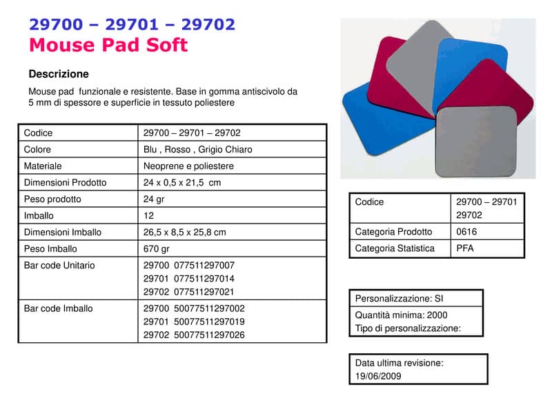 Tappetino mouse FELLOWES Soft Basic rosso 29701