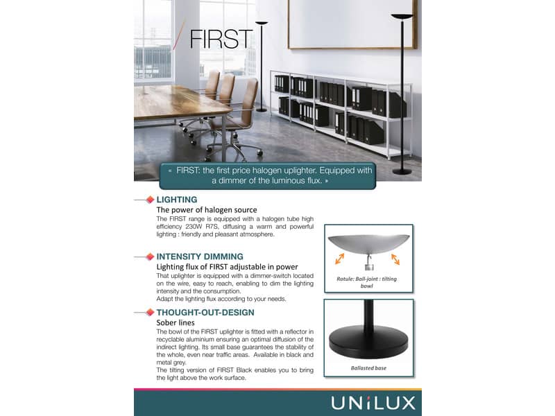 Piantana alogena UNILUX First grigio metallizzato con dimmer 100340559