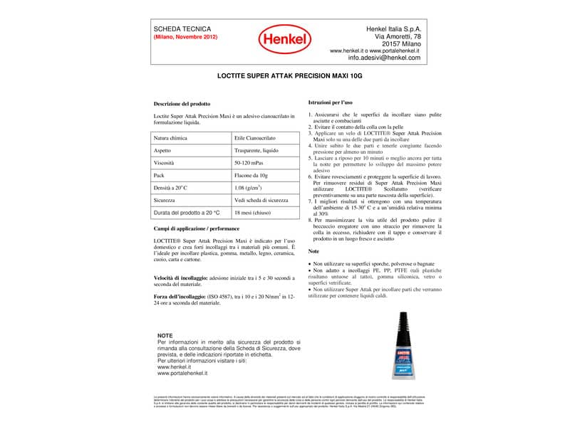 Colla Loctite Super Attak Maxi 10 g. trasparente 2631647