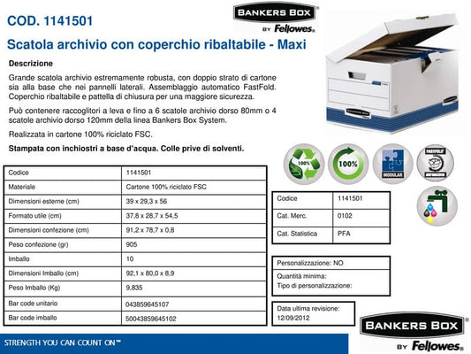 Scatola archivio BANKERS BOX Box System MAXI 29,3x54,5x37,8 cm blu/bianco 1141501