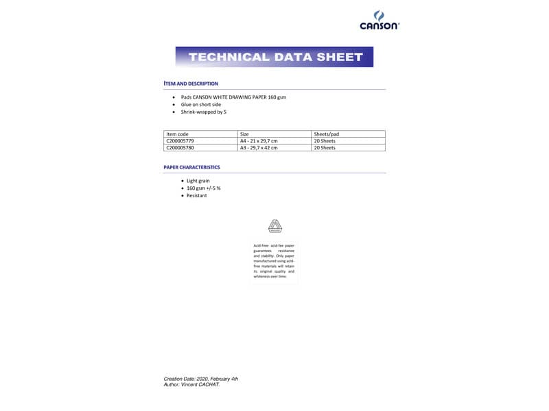 Blocco Canson Disegno 160 g/m² A4 - 20 fogli C200005779