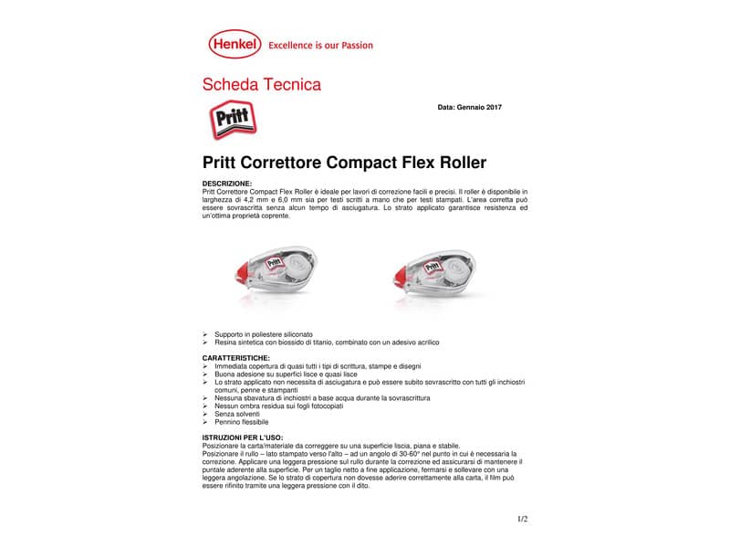 Correttore a nastro Pritt Compact Flex Roller 6 mm x 10 mt - 2679525