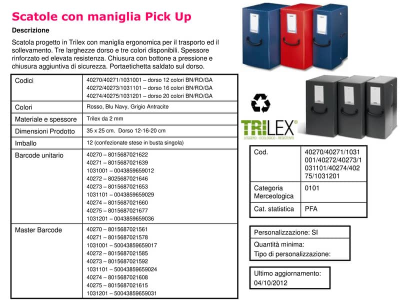 Scatola portaprogetti LEONARDI Pick Up 25x35 cm - dorso 16 cm Trilex® rosso 40273