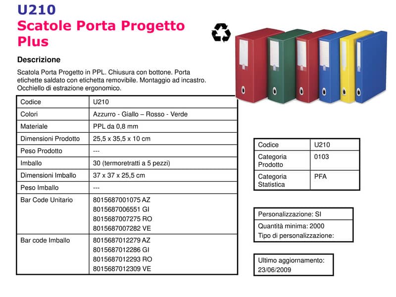 Scatola portaprogetti LEONARDI Plus PPL 25,5x35,5 cm - dorso 10 cm rosso U210RO