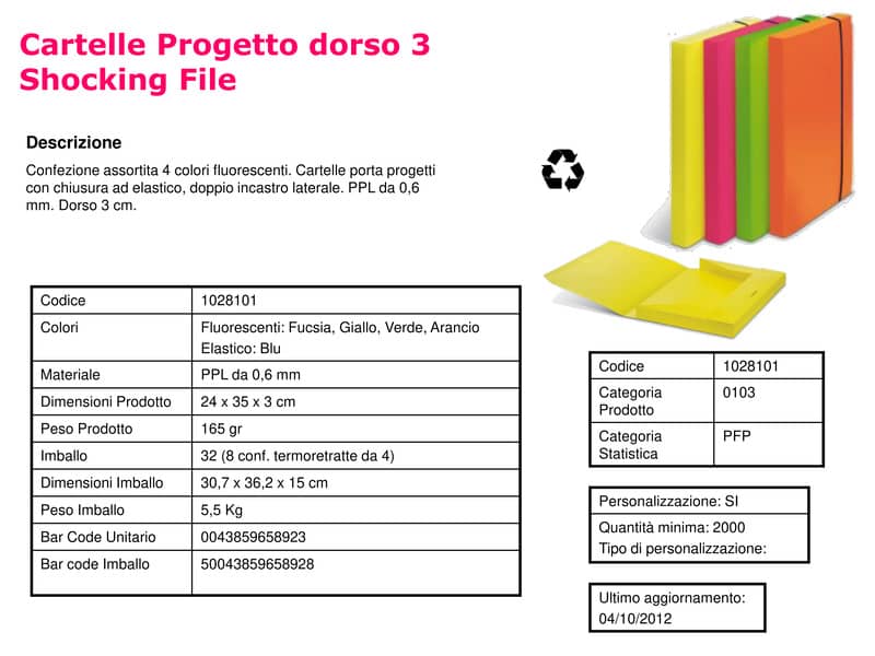 Scatole portaprogetti FELLOWES Fluo dorso 3 cm PPL assortiti conf.4 - 1028101