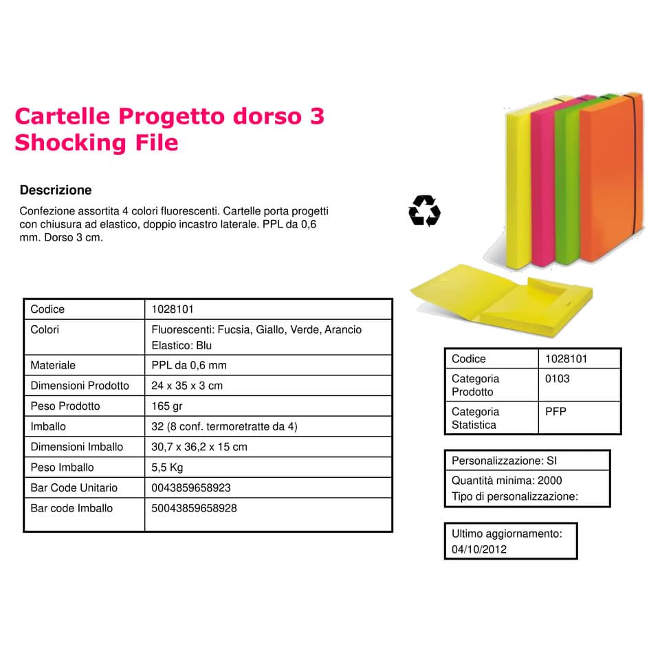 Scatole portaprogetti FELLOWES Fluo dorso 3 cm PPL assortiti conf.4 - 1028101