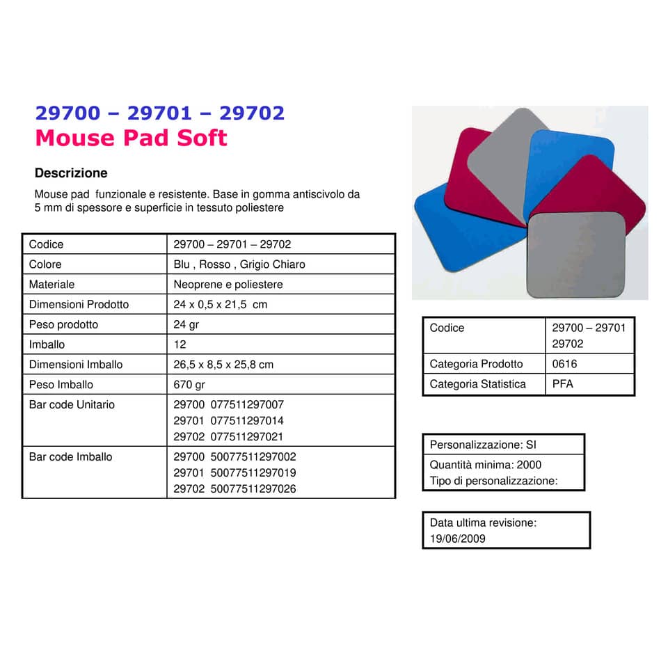 Tappetino mouse FELLOWES Soft gomma e poliestere blu 29700