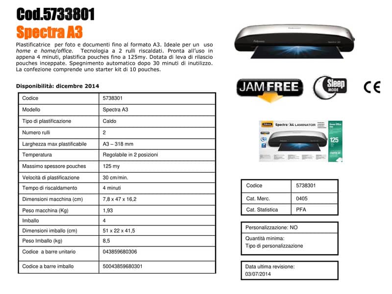 Plastificatrice a caldo FELLOWES Spectra nero/argento A3 5738301