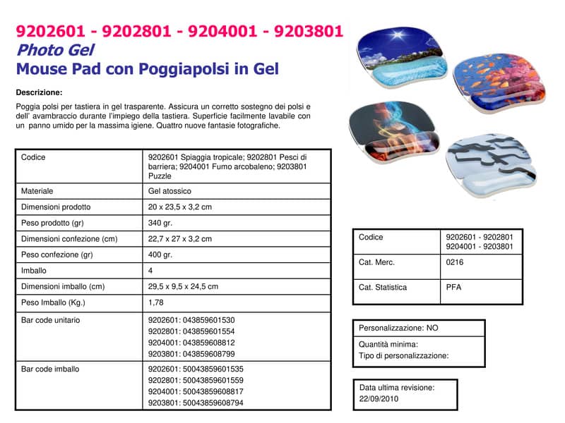 Tappetino mouse e poggiapolsi FELLOWES Photo Gel™ spiaggia tropicale multicolore 3,2x20,2x23 cm - 9202601