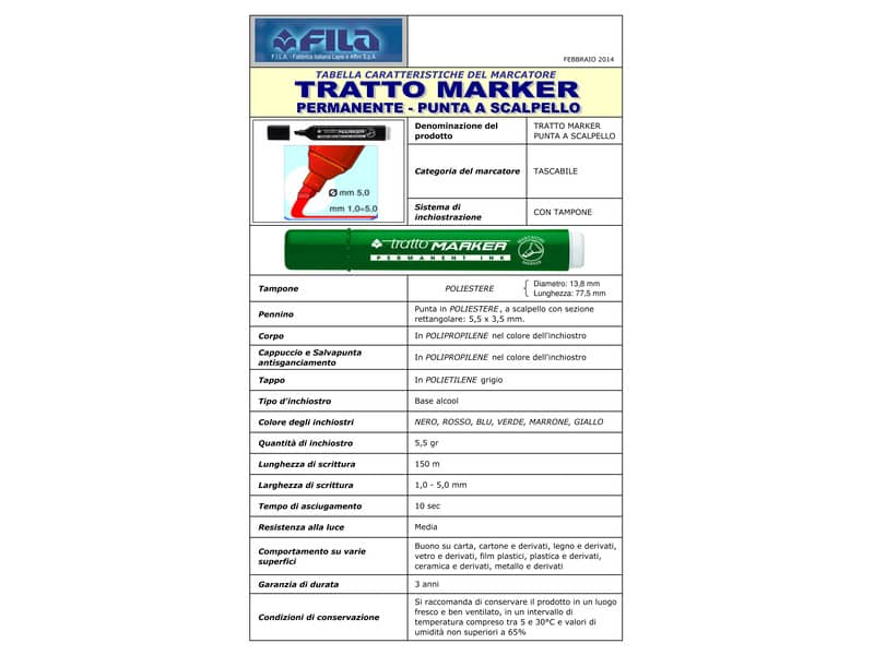 Marcatore permanente TRATTO Marker punta a scalpello 1-5 mm blu 840101