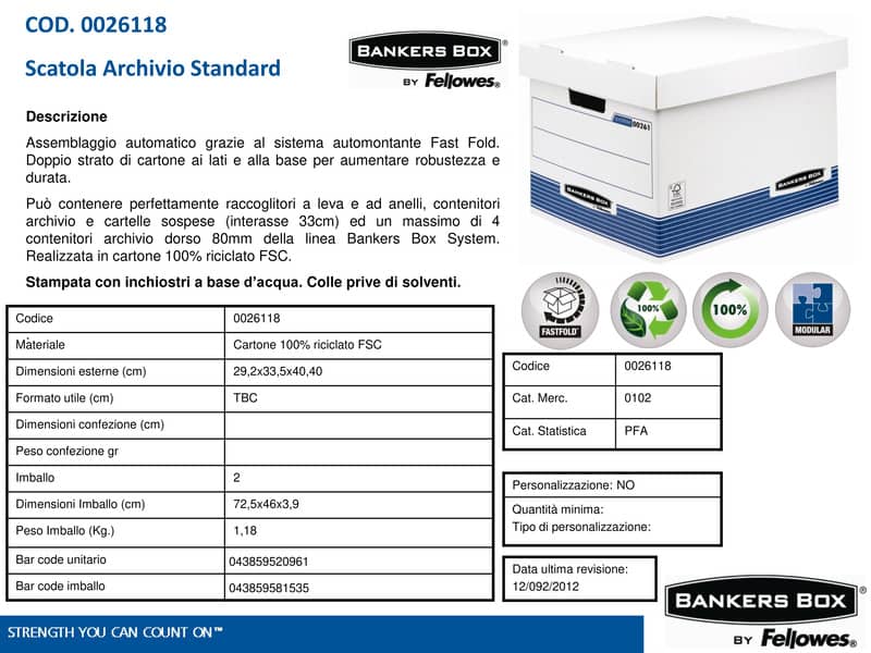 Scatola archivio BANKERS BOX Box System standard 28,5x33,3x38 cm blu/bianco 0026101