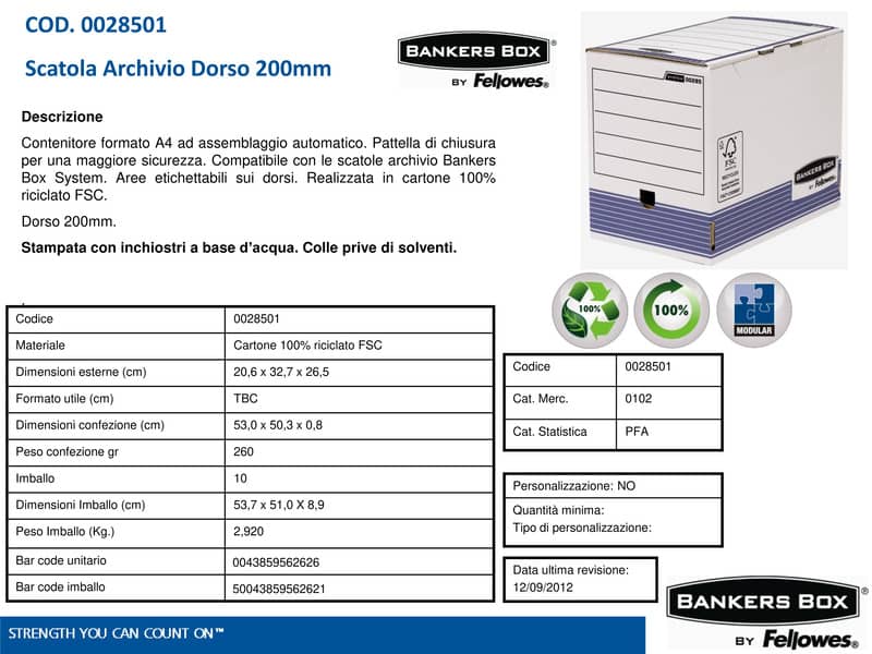 Scatola archivio BANKERS BOX Box System 32,7x26,5 cm dorso 20 cm 0028501