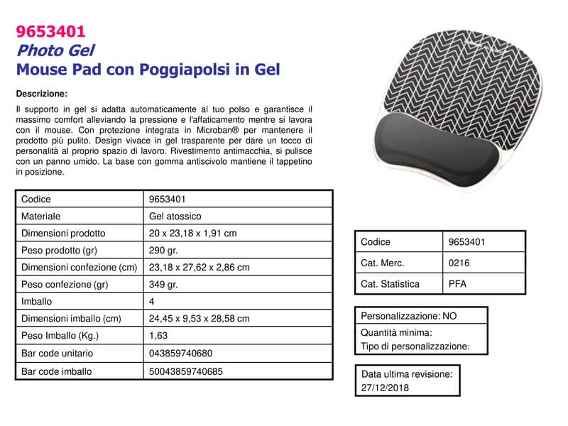 Tappetino mouse con poggiapolsi FELLOWES Photo Gel disegno pneumatico 9653401