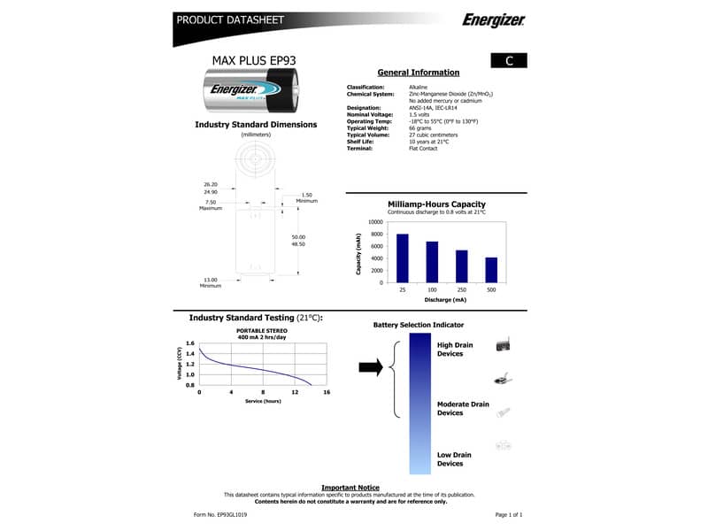 Batterie ENERGIZER Max Plus C  conf. da 2 - E301324203