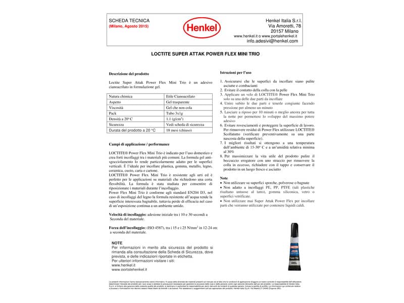 Colla Loctite Super Attak Power gel Mini trasparente Blister da 3 tubetti da 1 gr - 2631567