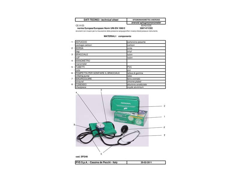 Sfigmomanometro aneroide PVS Personal verde SFI240