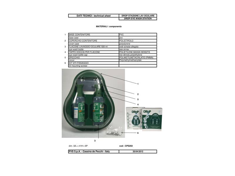 Stazione lavaggio oculare PVS verde  2 flaconi da 500 ml - cps202