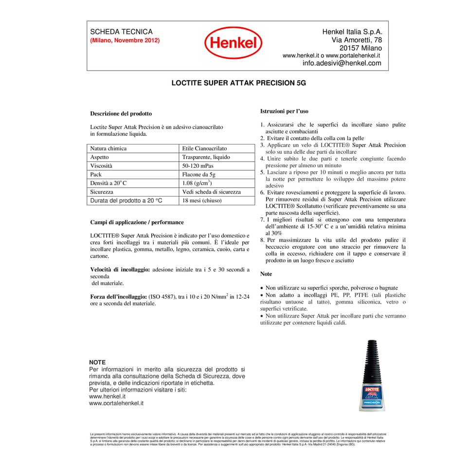 Colla Loctite Super Attak Original Plus 3 g. trasparente 2632156