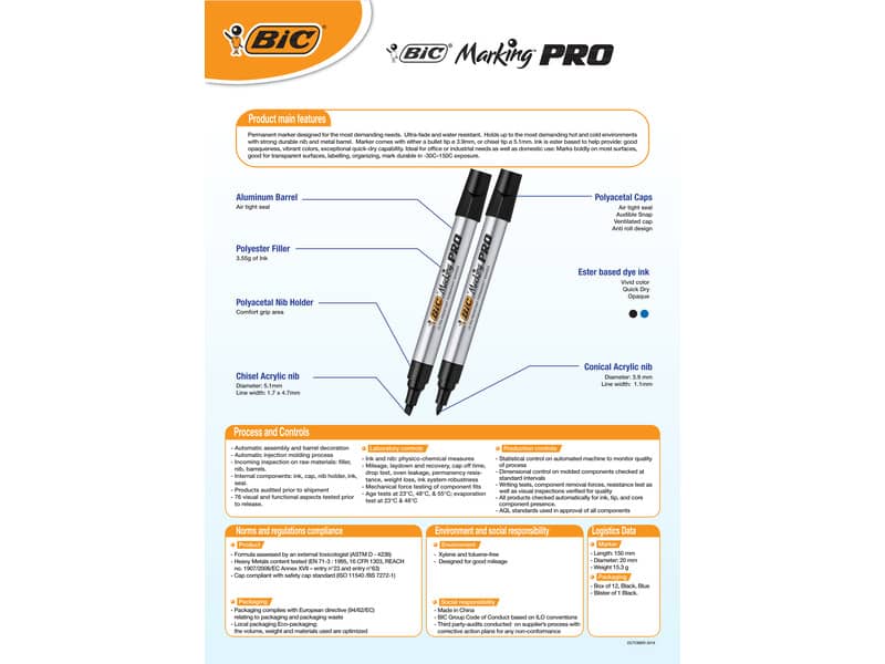 Marcatore permanente BIC Marking PRO punta conica 1,1 mm nero 964800