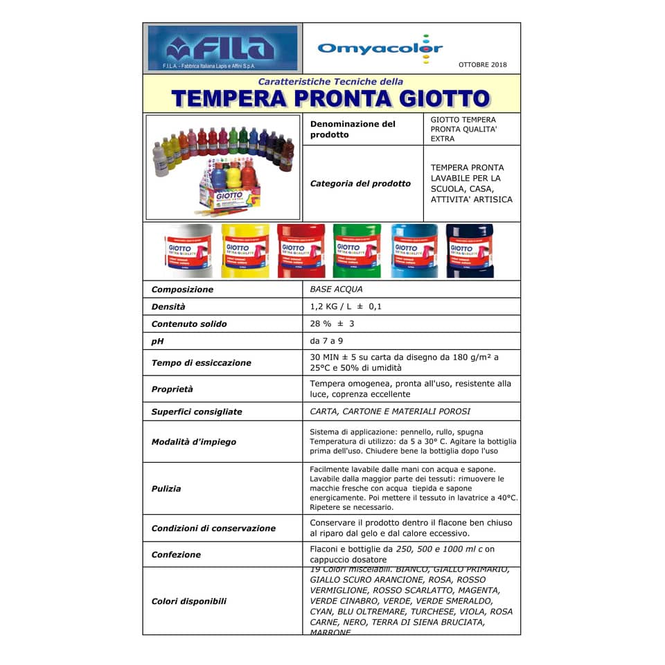 Tempere GIOTTO Extra 12 ml assortiti scatola da 24 tubetti +2 pennelli 30510000