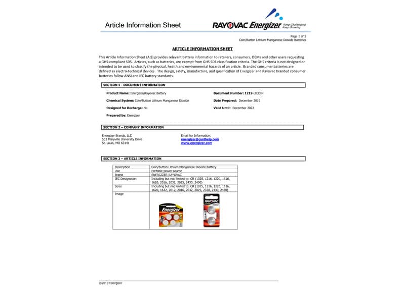 Batterie al litio a bottone ENERGIZER CR2032 conf. da 2 - E301021403