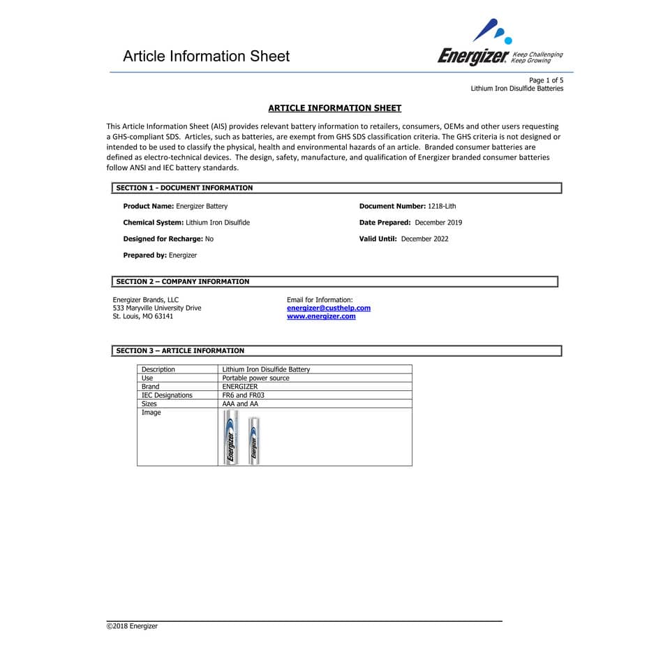 Batterie ENERGIZER Ultimate Lithium AA  conf. da 2 - E301535200
