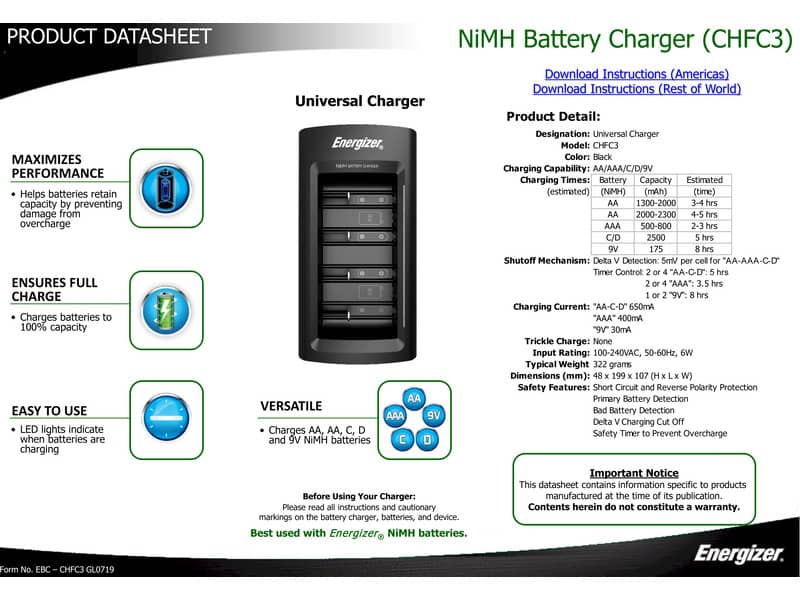 Caricabatterie ENERGIZER Universal  E301335800