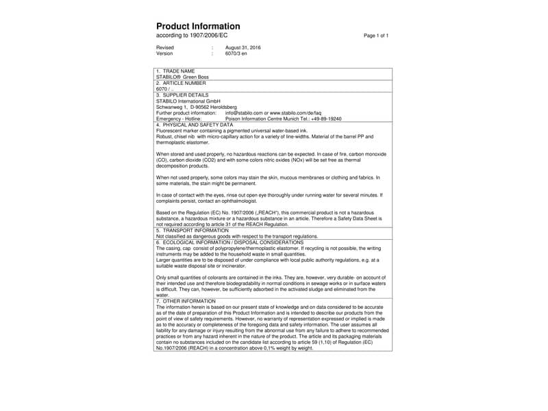 Evidenziatore Stabilo Green Boss® 2-5 mm giallo 6070/24