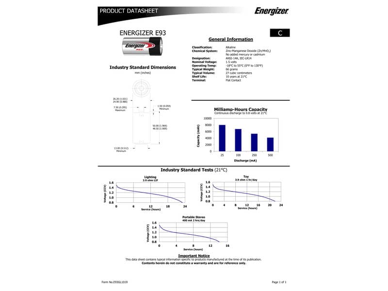 Batterie ENERGIZER Max C  conf. da 2 - E301533200