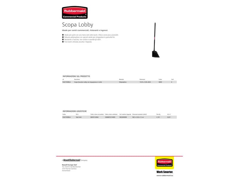 Scopa Lobby Executive Rubbermaid 16 x 94 cm nero FG637400BLA