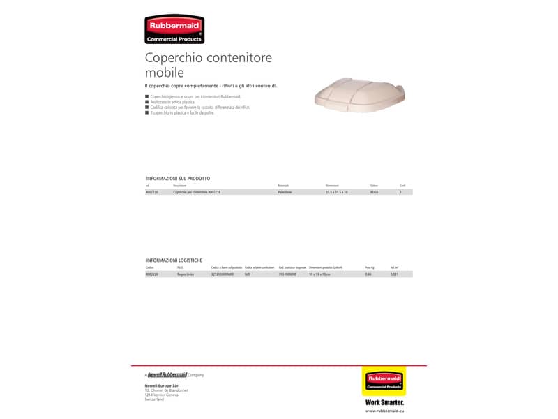 Coperchio per bidone portarifiuti Rubbermaid Mobile Bin 100 L beige R002220