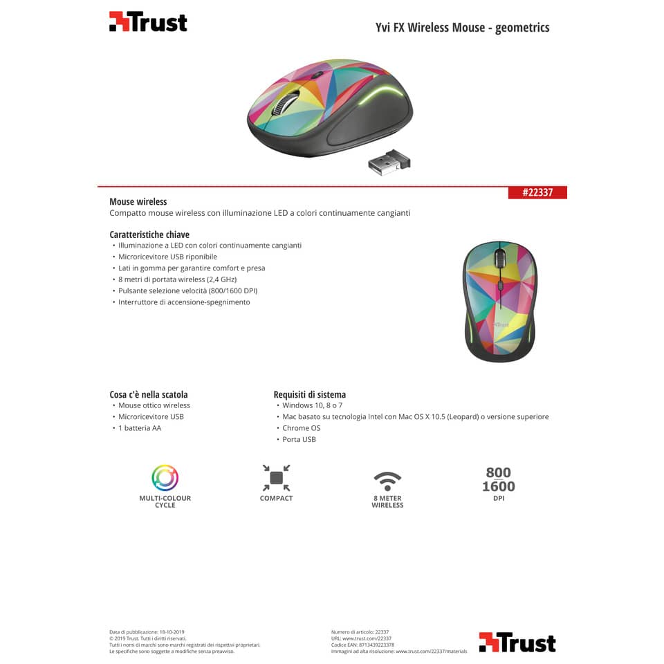Mouse wireless Trust Yvi FX  geometrics - 22337