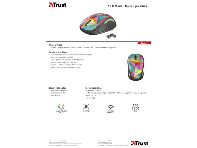 Mouse wireless Trust Yvi FX  geometrics - 22337