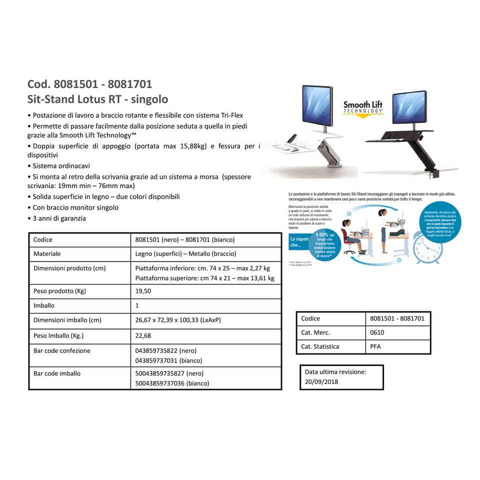 Postazione di lavoro Fellowes Lotus™ RT Sit-Stand - singolo nero 8081501