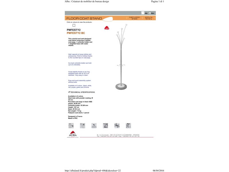 Appendiabiti da terra Alba PMFest con 5 appendini ø35xH.175 cm Grigio-Argento-Bianco - PMFEST BC