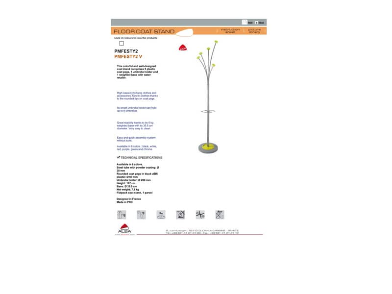 Appendiabiti da terra Alba PMFest con 5 appendini ø35xH.175 cm Grigio-Argento-Verde - PMFEST V