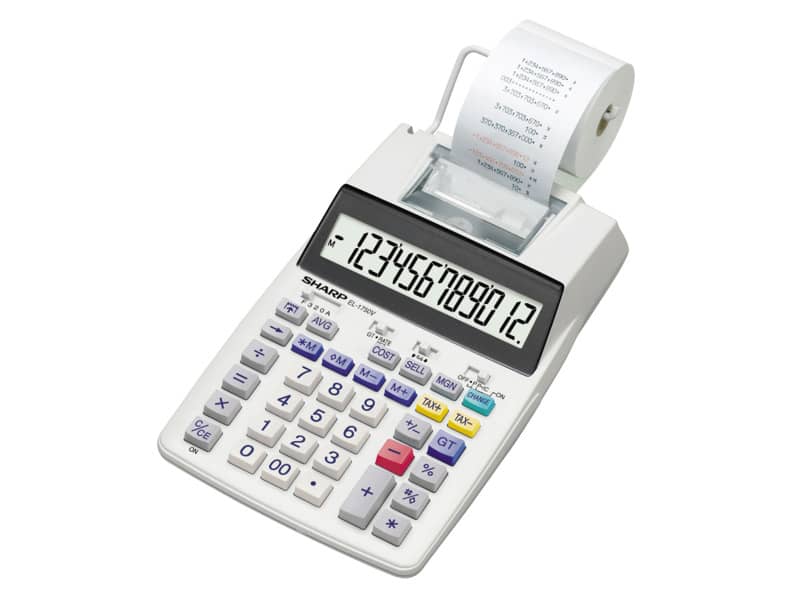 Calcolatrice scrivente a doppia alimentazione SHARP EL-1750V con display LCD a 12 cifre grigio - SH-EL1750V