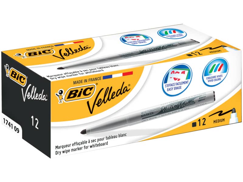 Marcatori per lavagne bianche BIC Velleda 1741 punta conica 4,5 mm nero 9581711