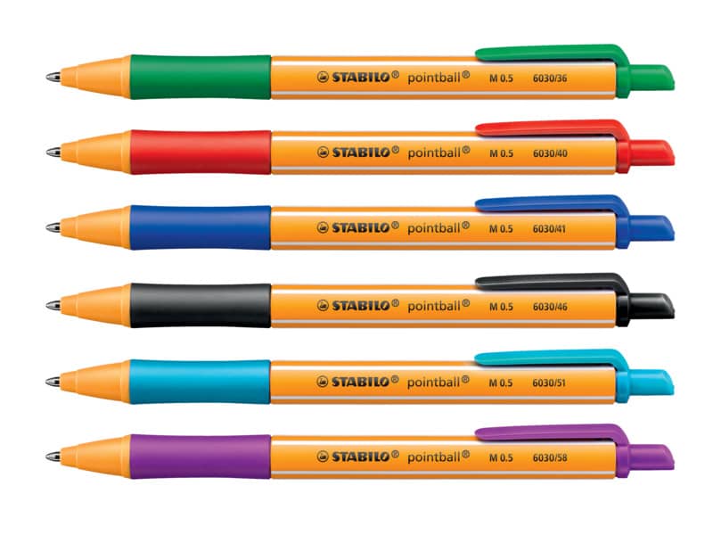 Penne a sfera a scatto Stabilo Pointball  0,5 mm assortiti astuccio da 6 - 6030/6
