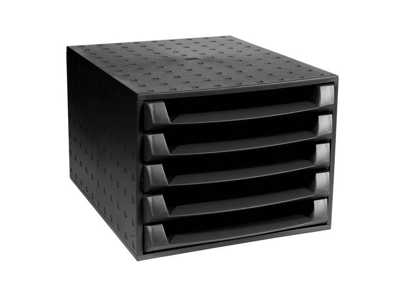 Cassettiera Exacompta THE BOX ECOBlack nero 5 cassetti aperti - PPL 38,7x28,4x21,8 cm - 221014D