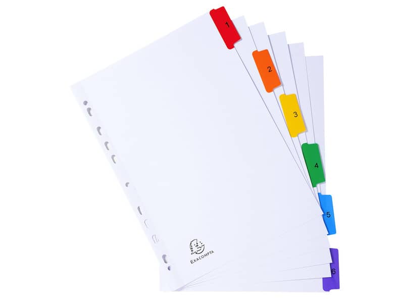 Intercalari stampati in digitale Exacompta multicolori rinforzati Protect'o cartoncino A4 160g/mq 6 tasti